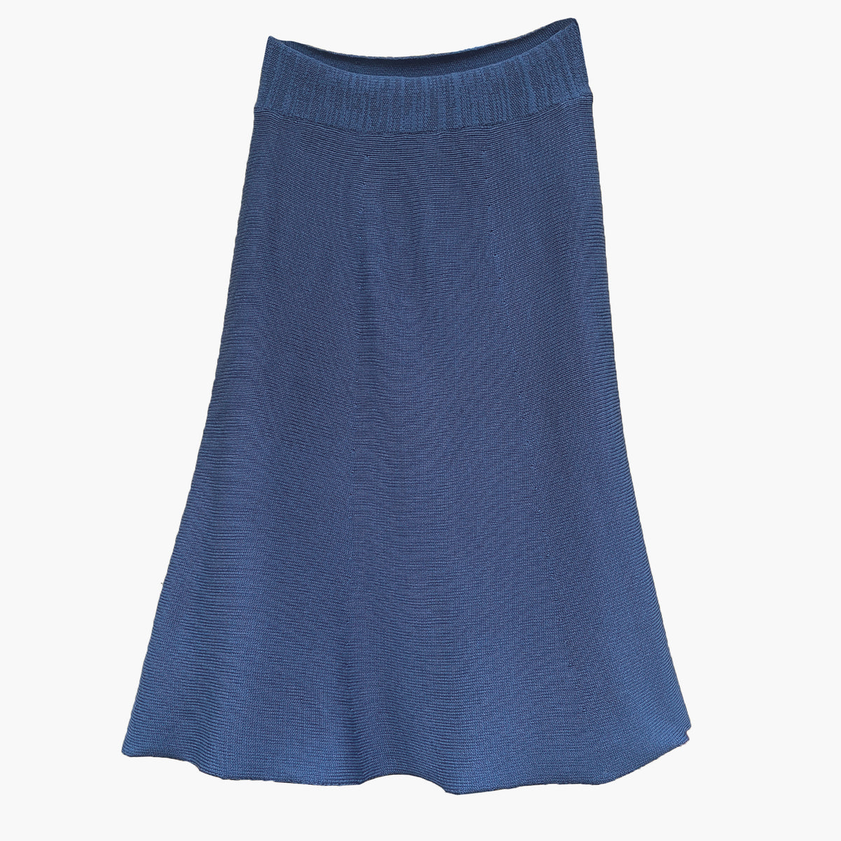 Ausgestellter Midi Strickrock in Blau