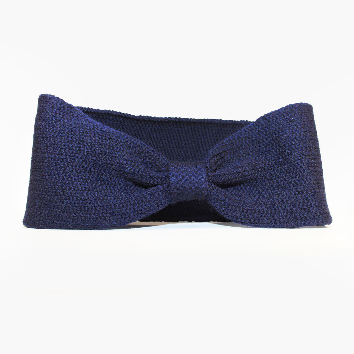 Royalblaues, gestricktes Stirnband mit einer kleinen Schlaufe