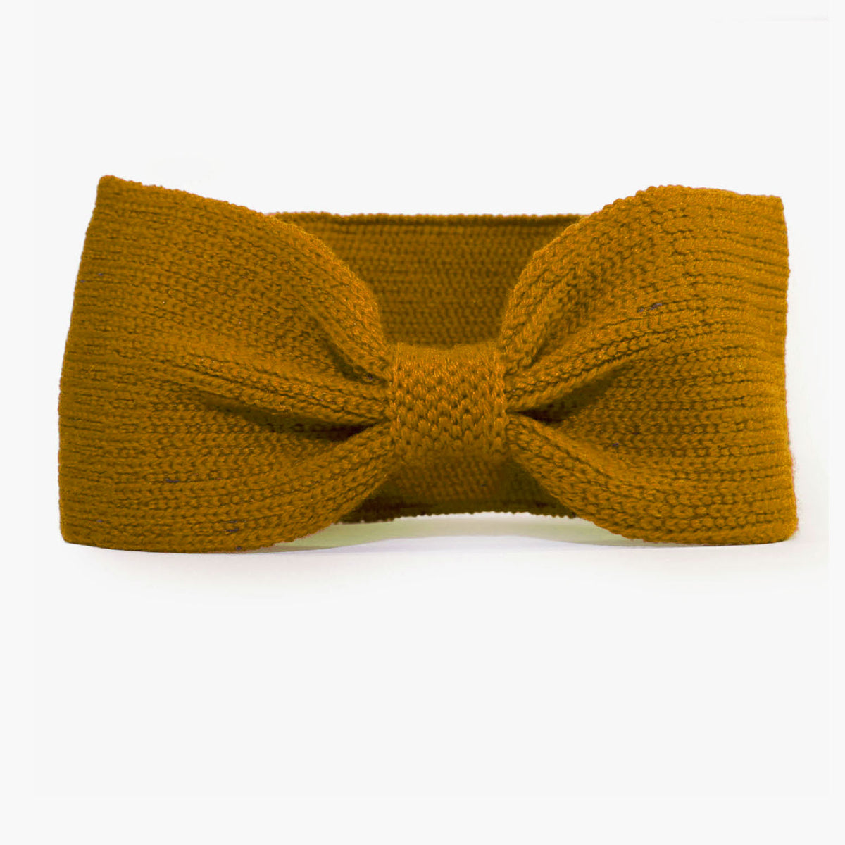 Broncefarbenes, gestricktes Stirnband mit einer kleinen Schlaufe