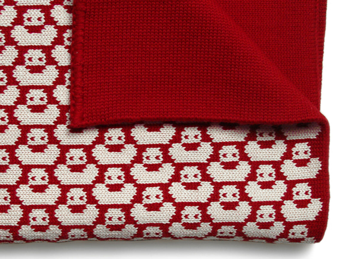 Babydeckemit kleinen Entchen und Häkelborte 100% Wolle (Merino)