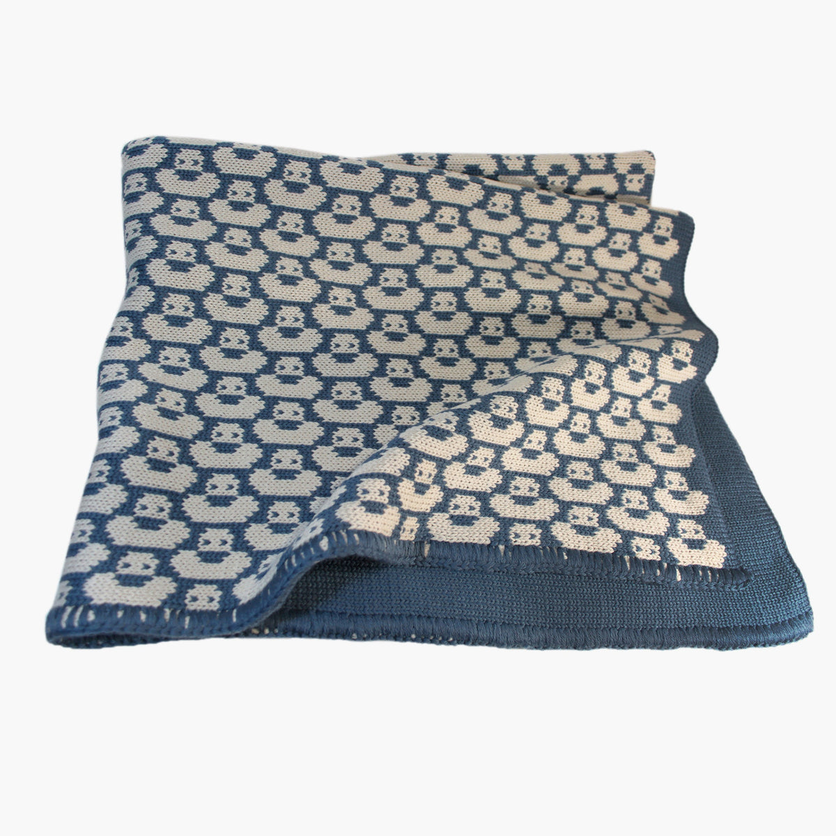 Babydeckemit kleinen Entchen und Häkelborte 100% Wolle (Merino)