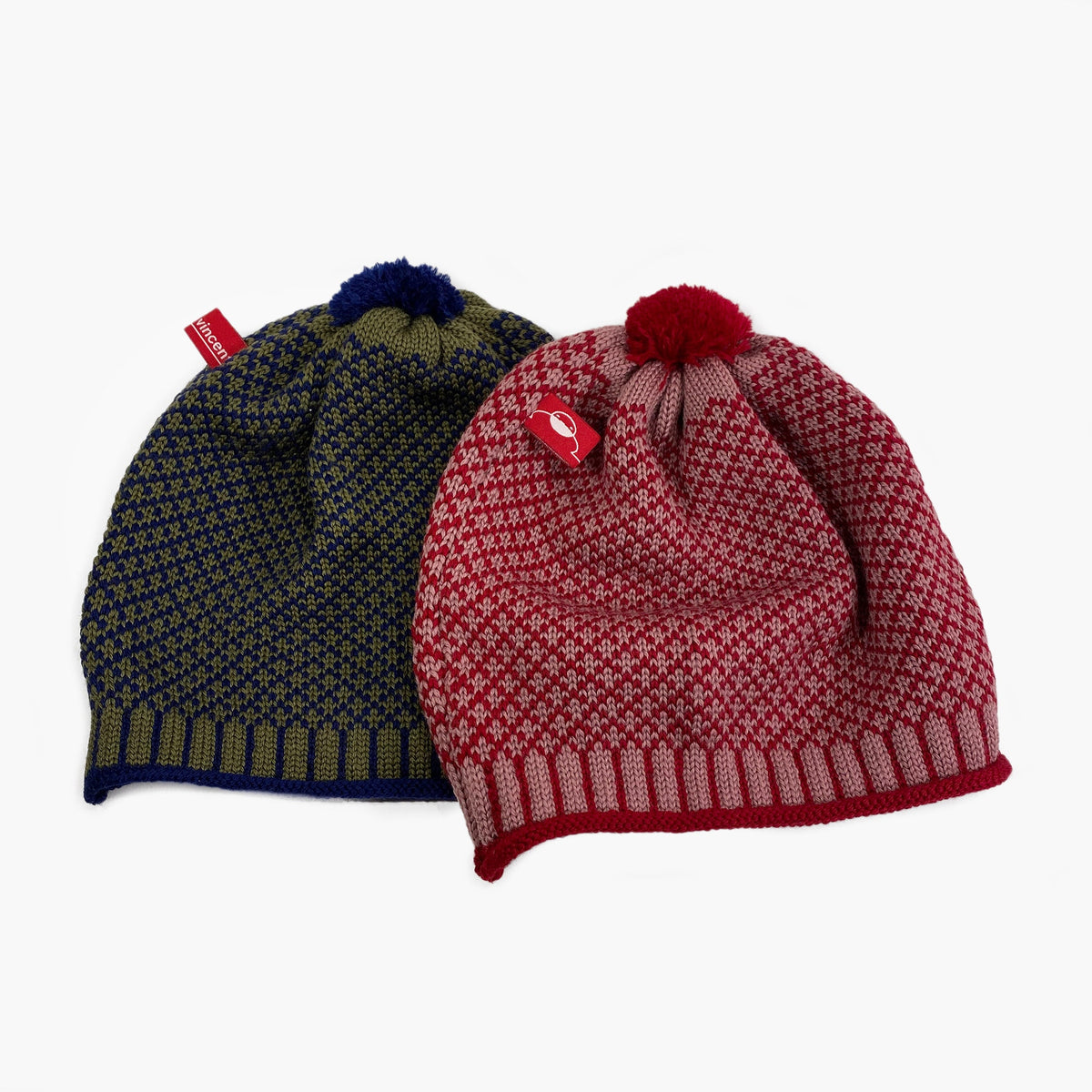 Mütze mit Rauten-Muster  / 100%Schurwolle (Merino)