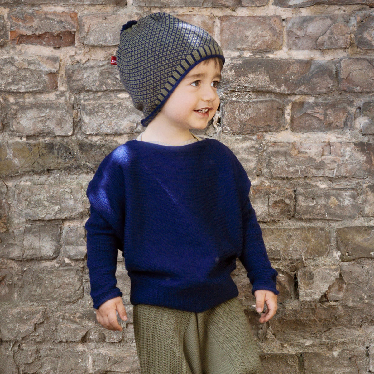 Mütze mit Rauten-Muster  / 100%Schurwolle (Merino)