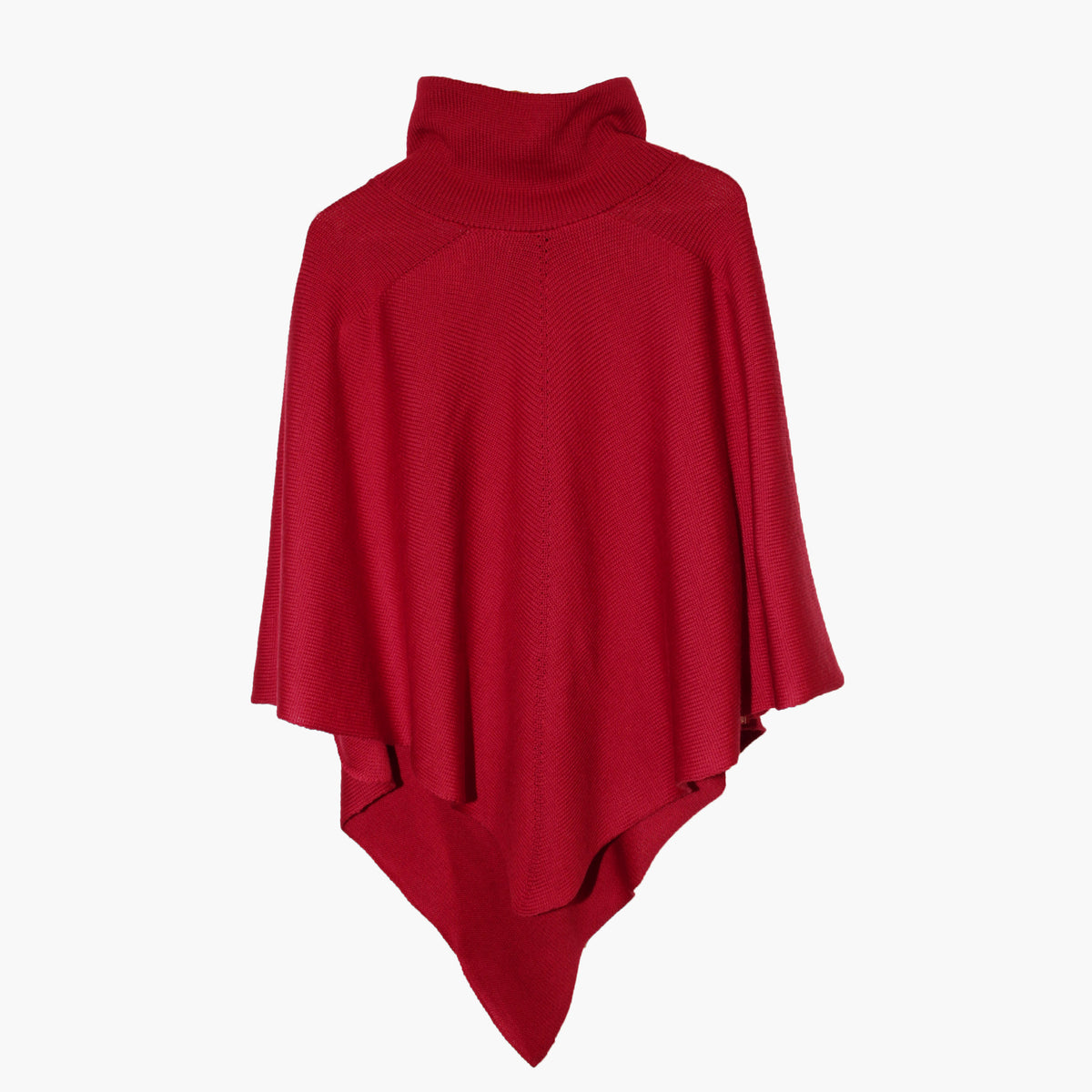 Rotes, gestricktes Cape mit Rollkragen