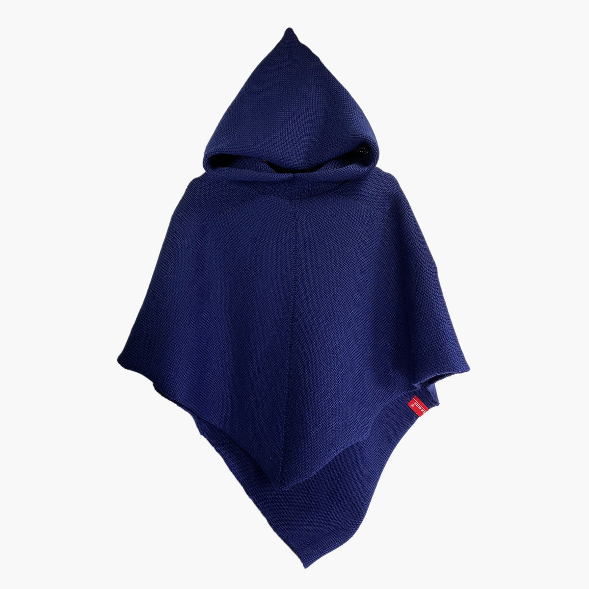 Royalblaues, gestricktes Cape mit Kapuze