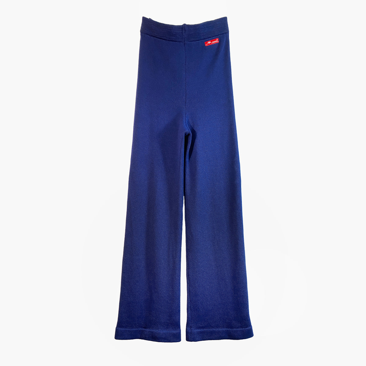 Gestrickte Hose in Royalblau mit ausgestelltem Bein: